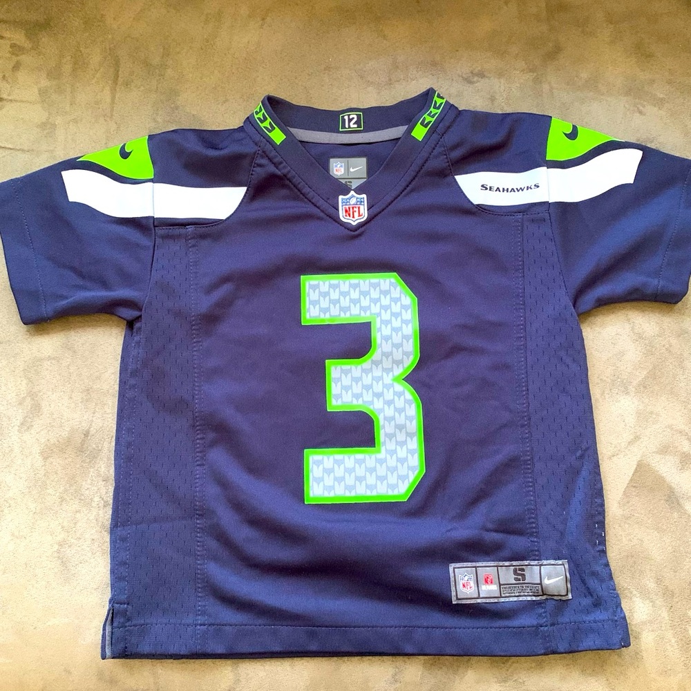 🟡EUC🟡 Seattle Seahawks #3 Wilson Jersey - Kids Size Small (4)